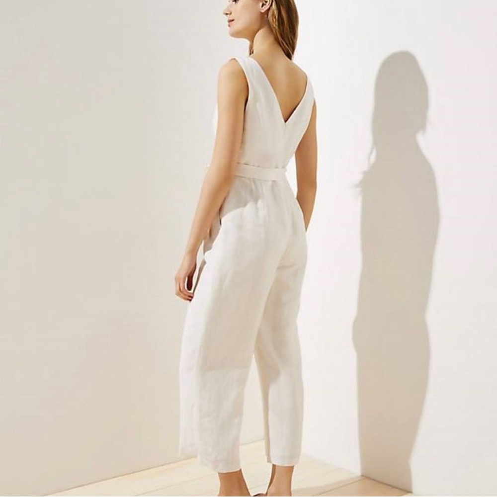 Ann Taylor/Loft Wide-Leg Ivory Jumpsuit - Picture 3 of 6